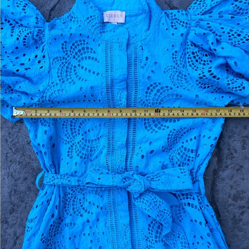 New CIEBON Isabella Cotton Eyelet Maxi Shirtdress blue size small - Picture 3 of 6